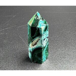 Natural Chrysocolla Malachite Tower Green Stone Healing Crystal Druzy 2" 28g